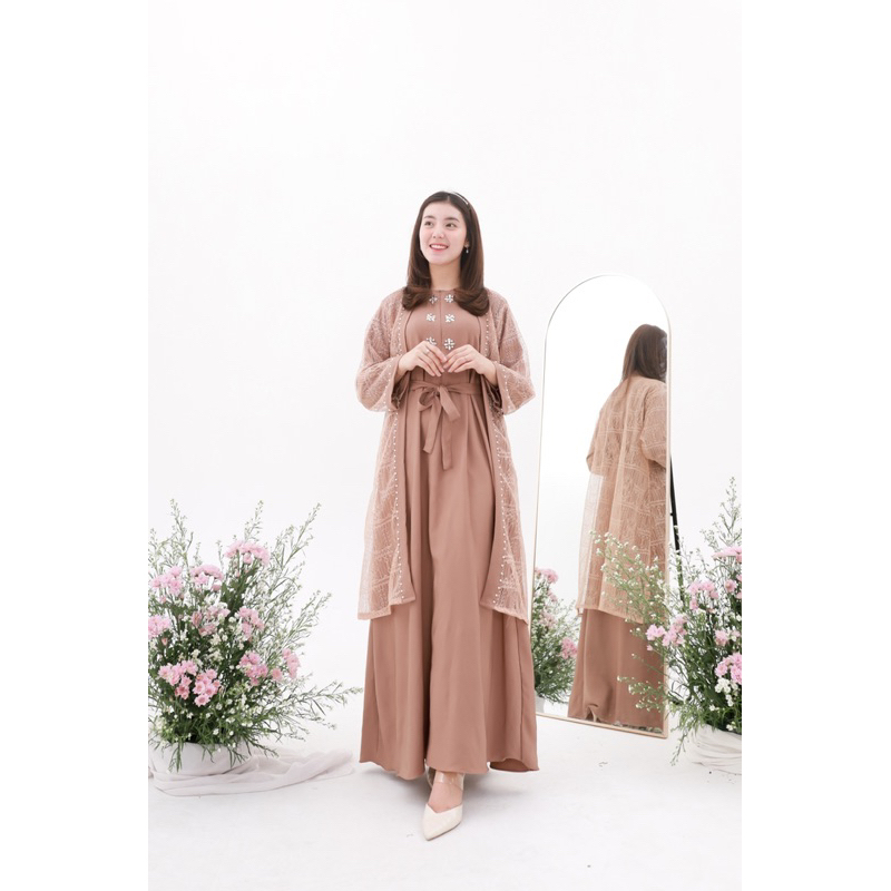 Artemis Fashion~ SHENA MAXI DRESS (Outer &amp; inner terpisah)- Gamis Brukat Mutiara Pesta