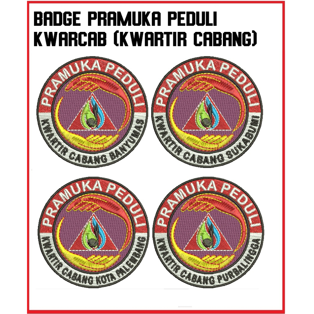 Badge PRAMUKA PEDULI Kwarnas, Kwarda &amp; Kwarcab custome (bordir)