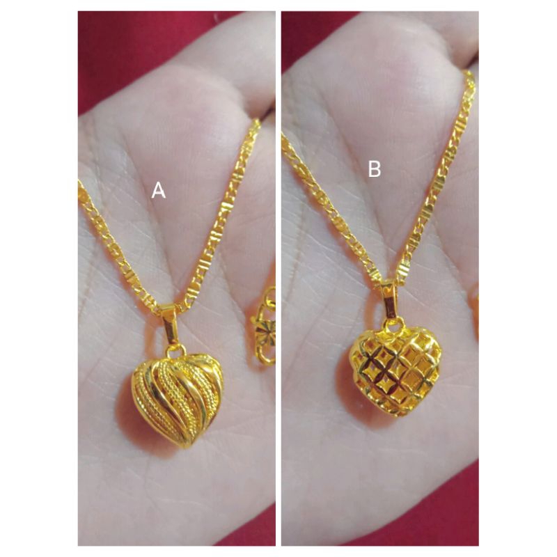 kalung tempe love garis lapis emas 24k