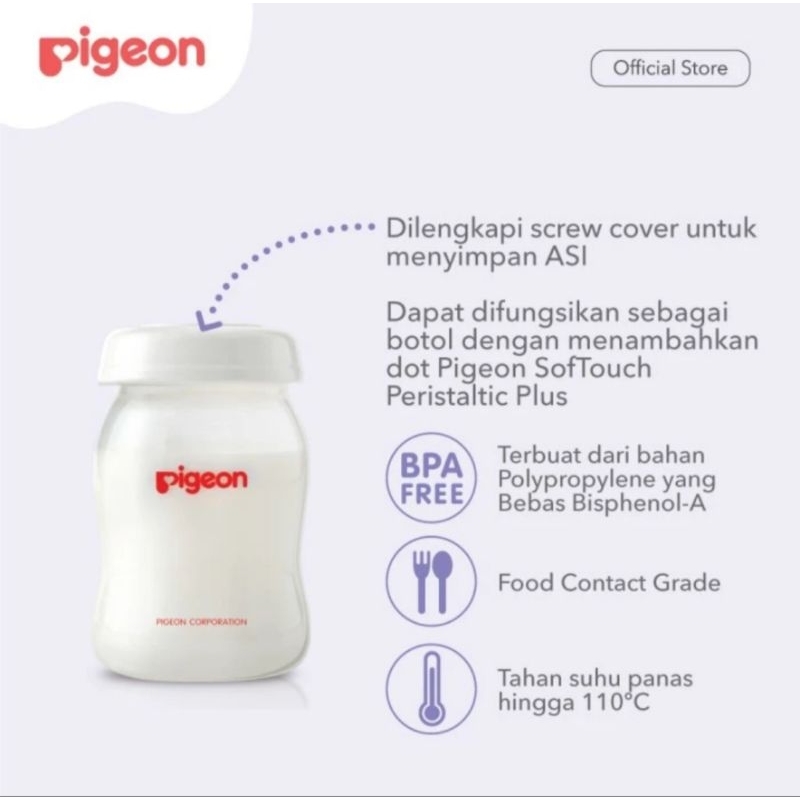 Botol ASIP Asi Penyimpan Asi Pigeon Storage Bottle isi 3 / Pigeon Breastmilk Storage Wide Neck 160ml Wideneck Bisa Jadi Botol Susu Pigeon / Botol Asi