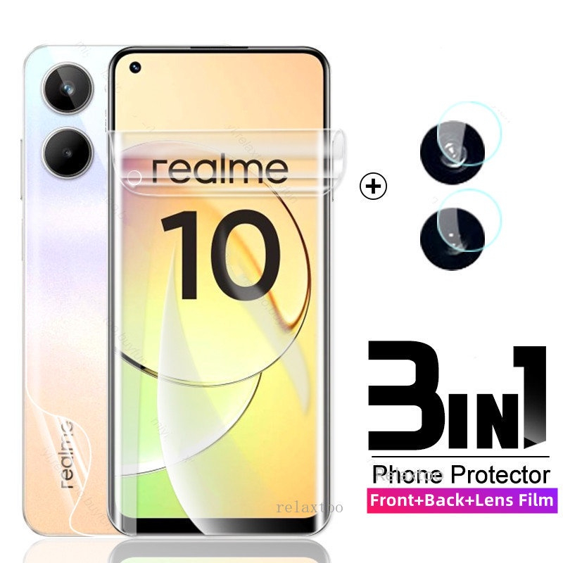 Pelindung Layar Screen Protector Realme 10 4G Realme 10 Pro 5G Realme 10 Pro Plus 5G paket 3 in 1 Berbahan Hydrogel