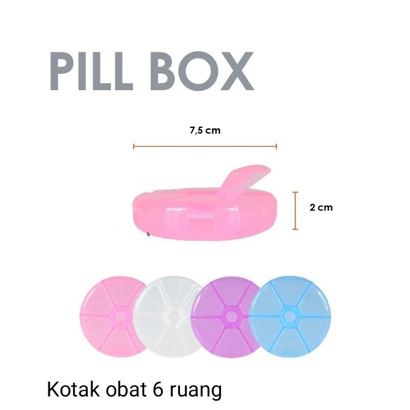 Kotak Obat Tempat Obat Pill Box 6 Ruang 6 Sekat