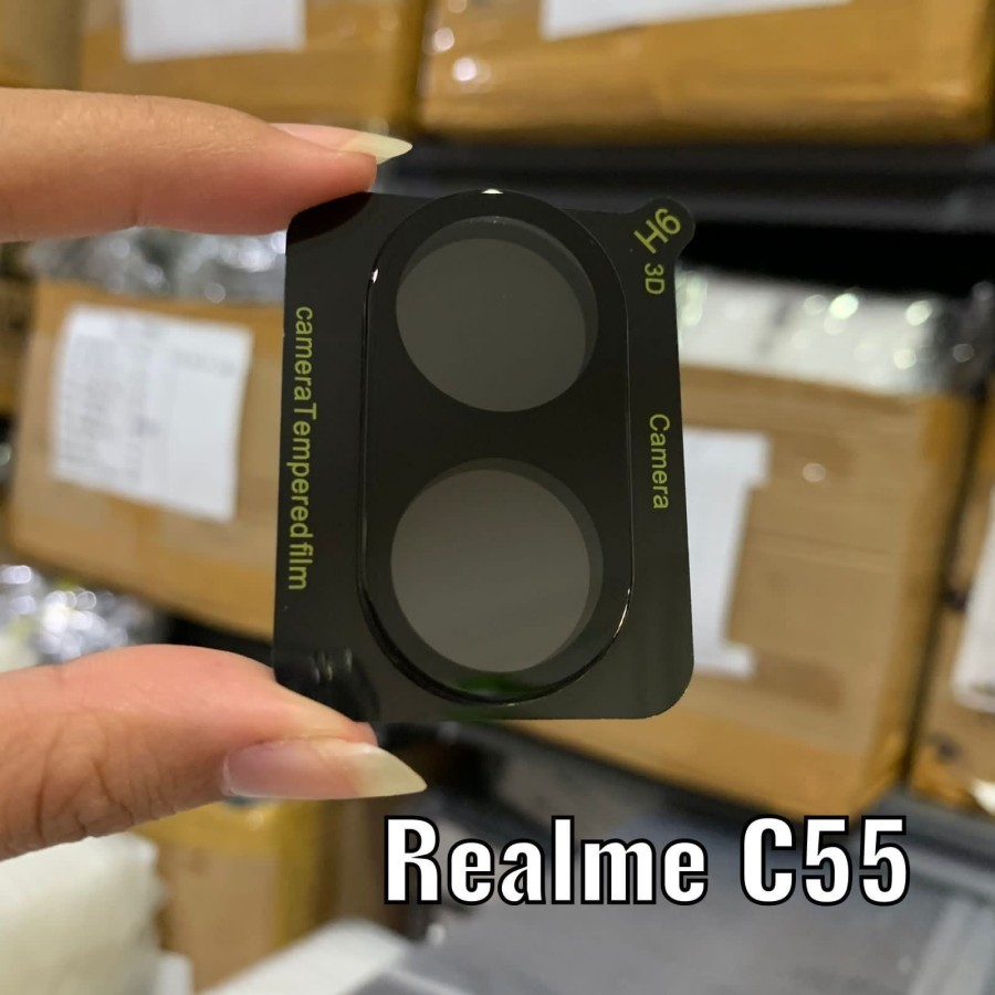 REALME C53 C55 C55 NFC C35 C31 C30 C33 TEMPERED FRAME BLACK KAMERA TEMPRED KACA FULL FRAME HITAM PELINDUNG KAMERA BELAKANG LENS GUARD CAMERA