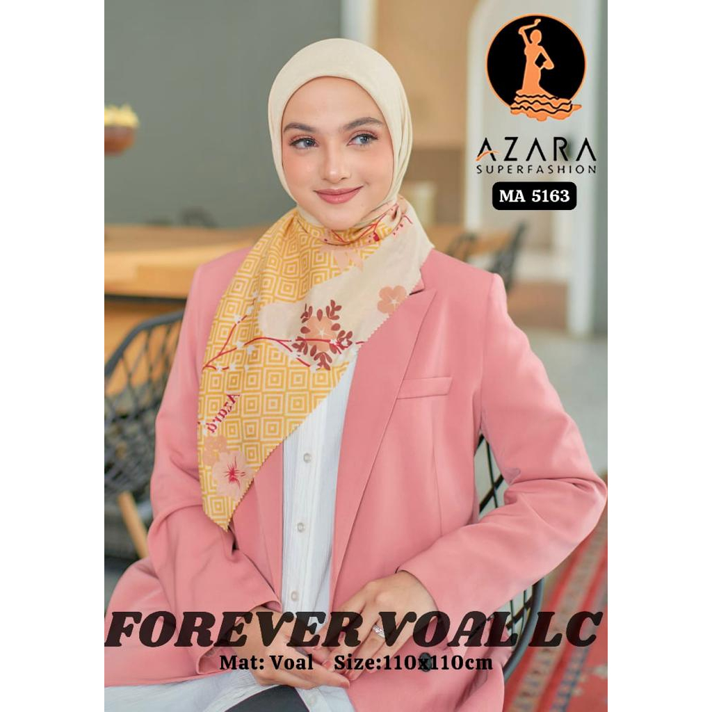 Azara Hijab Segiempat Forever Voal Motif Printing Lasercut Corak Terbaru