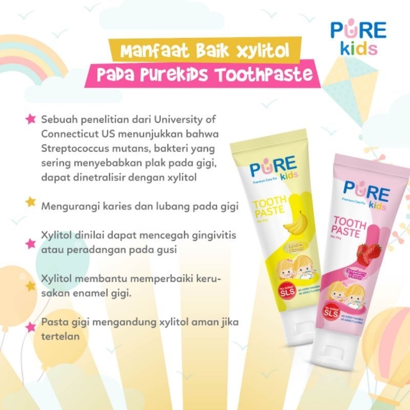 PUREKIDS Toothpaste 50gr Pasta Gigi baby Pure Food Grade 50 gr