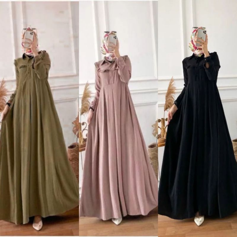 GAMIS LORIA CRINKLE  AIRFLOW PREMIUM//BUSANA MUSLIM WANITA MASA KINI