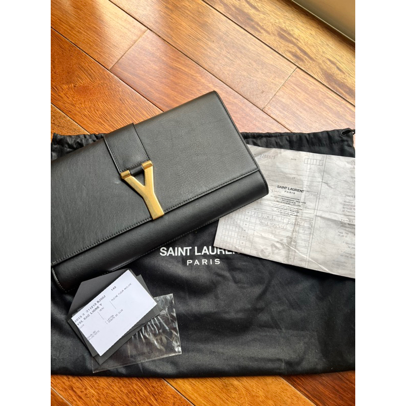 PRELOVED YSL BLACK LEATHER CLUTCH BAG SAINT LAURENT HITAM TAS PESTA