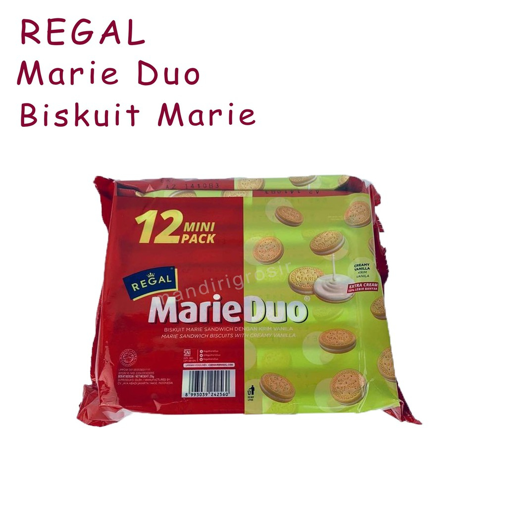 MARIE DUO REGAL *BISKUIT * 12 MINI PACK * RASA CREAMY VANILA