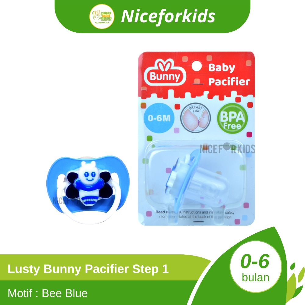 Lusty Bunny Baby Pacifier Silicone / Empeng Dot Bayi Step 1 (0-6 Bulan)