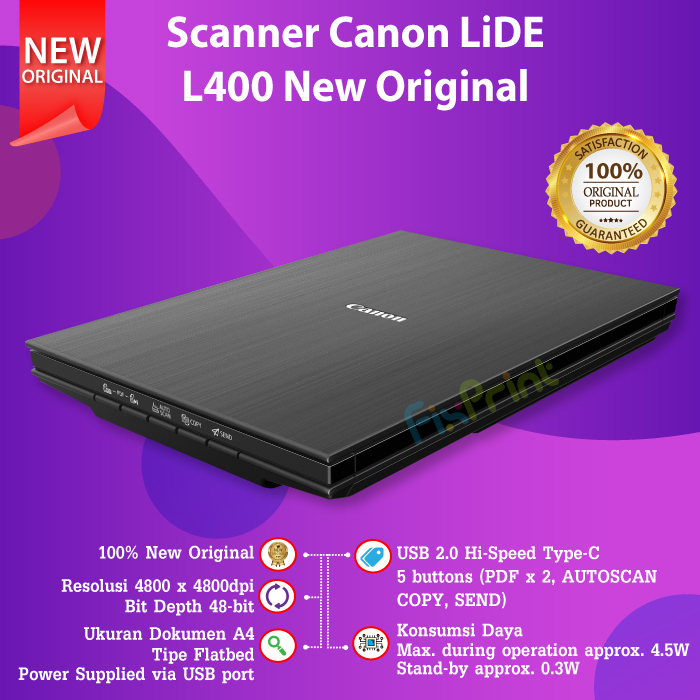 Scanner Canon LiDE L400, Scanner Flatbed CanoSacan LiDE 400 New Original