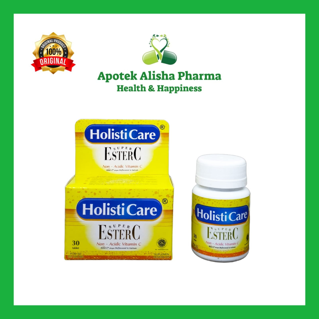 Holisticare Super Ester C Botol 30/90tablet-Ester C 500mg/Ester C 1000mg/Ester C + B Complex/Holisticare Fit/Suplemen Daya Tahan Tubuh