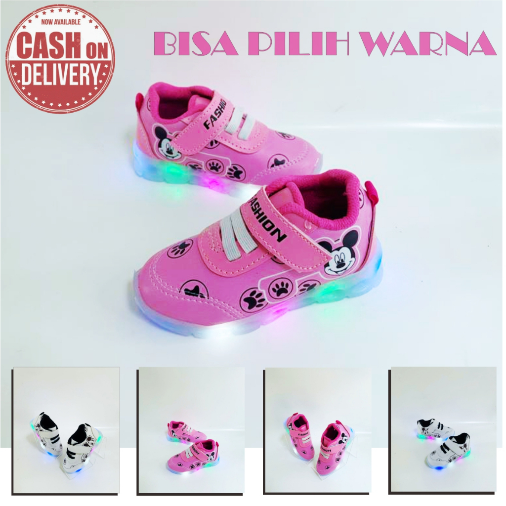sepatu led slip on anak perempuan fashion micki terunik dan lucu