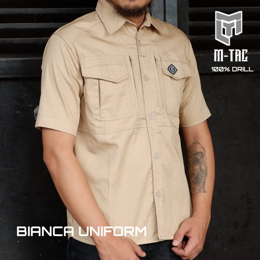 M-tac Kemeja Tactical Pria Lengna Pendek Cotton Drill Baju kemeja Lapangan Outdoor Terbaru