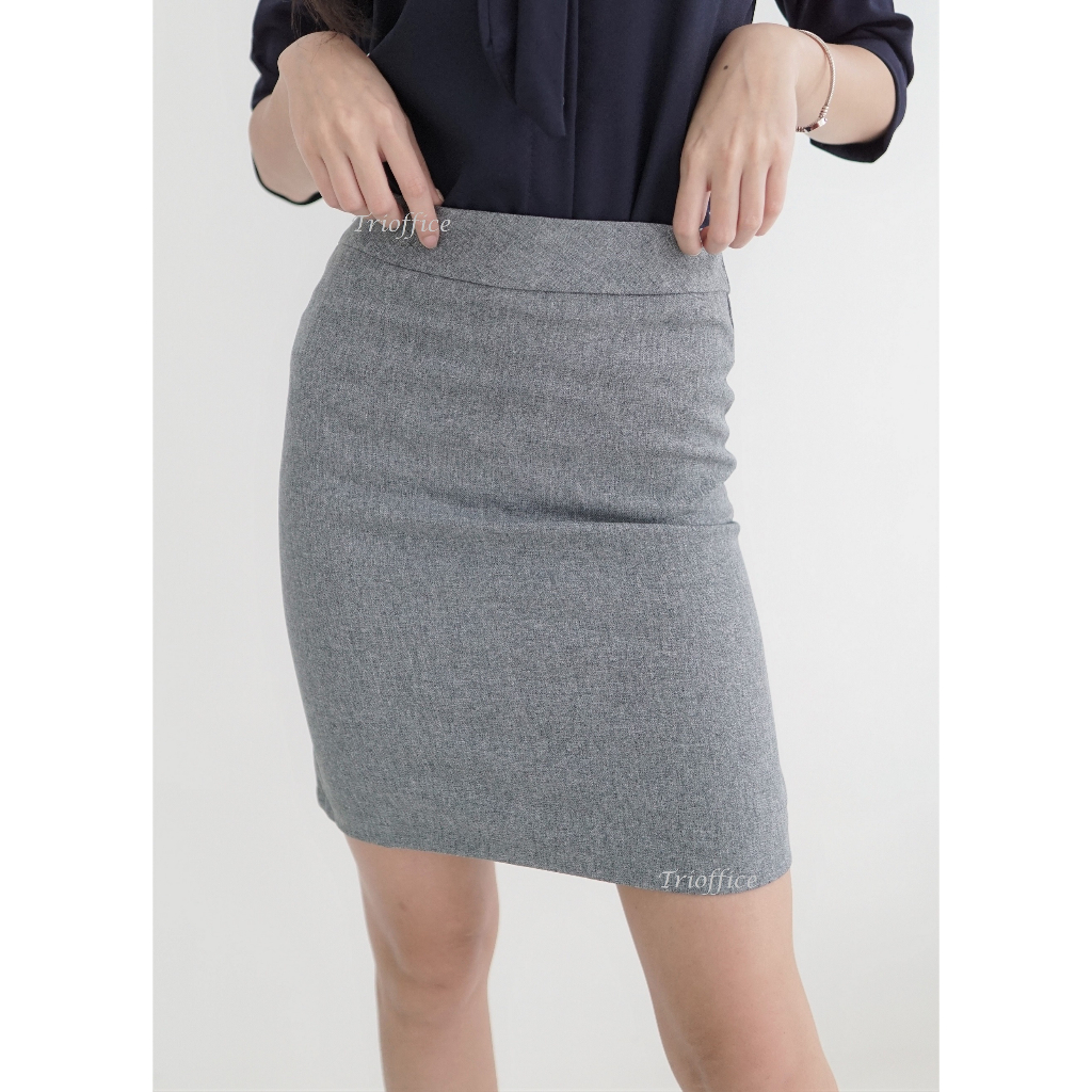 Rok Span Hitam Kerja Polos Belah Belakang Pendek Mini