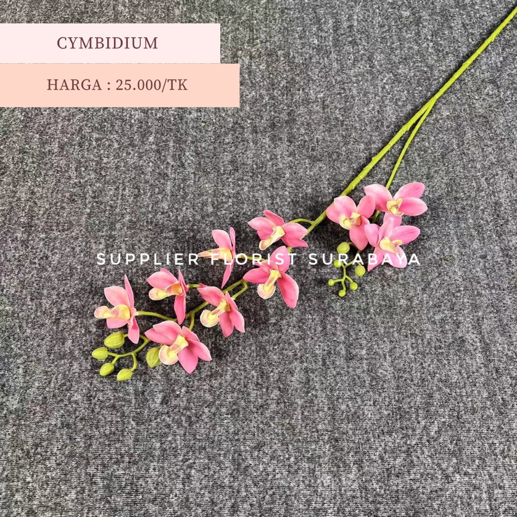 [10 KEPALA] BUNGA PALSU ANGGREK CYMBIDIUM KECIL BAHAN LATEX REAL TOUCH ARTIFICIAL FLOWER BUNGA HIAS PAJANGAN DEKORASI DECORATION DESIGN DESAIN WEDDING FLOWER FLORIST DIY ORCHID CABANG 2