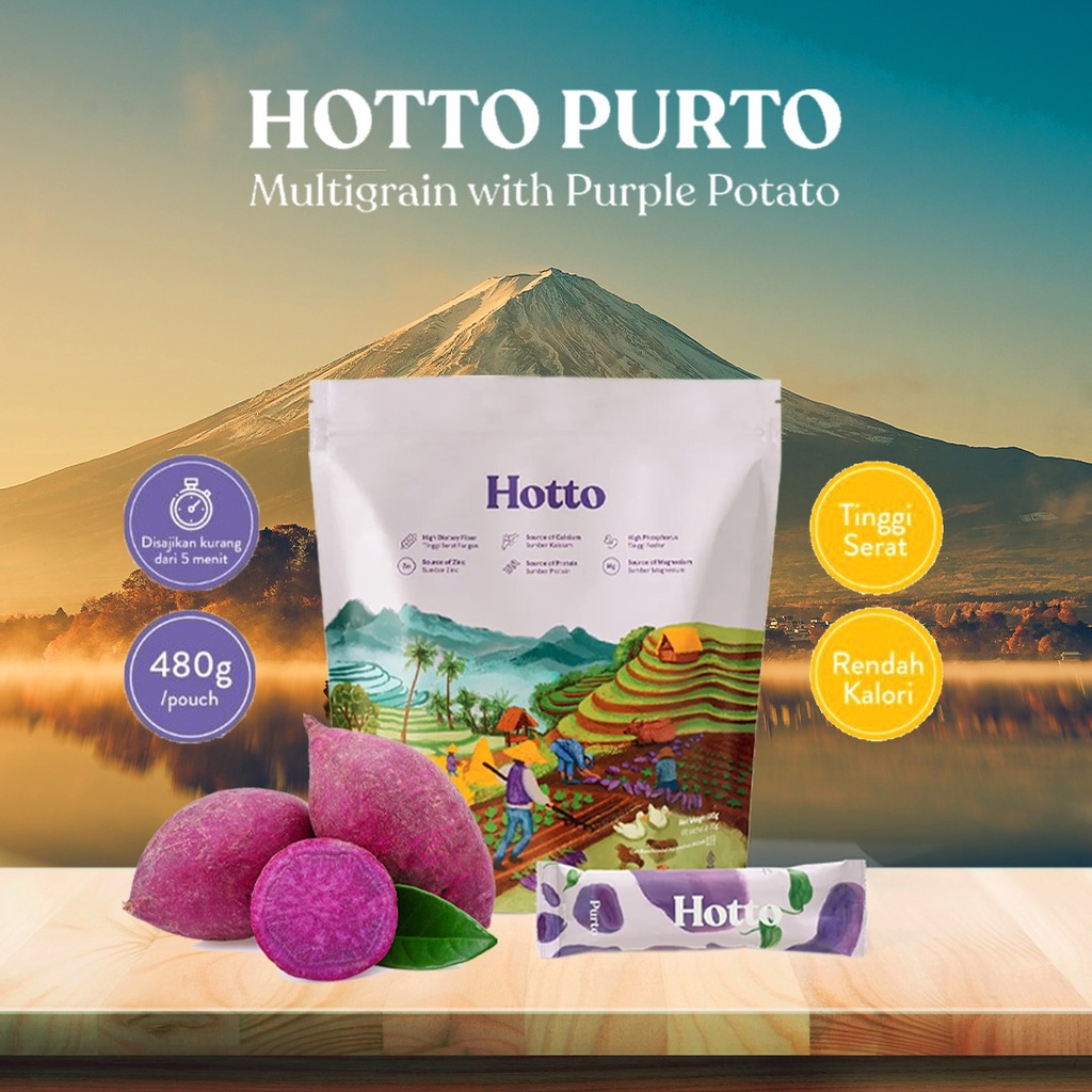 

HOTTO PURTO SEREAL MULTIGRAIN OATMILK SEREAL PURPLE POTATO HALAL 30 gr 1 POUCH BISA ECER ORIGINAL