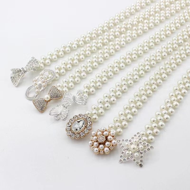 [COD] IKAT PINGGANG MUTIARA BESAR PEARL IMPORT ALA KOREA IKAT PINGGANG SABUK GESPER MUTIARA DIAMON ELEGAN SABUK PERUT FASHION