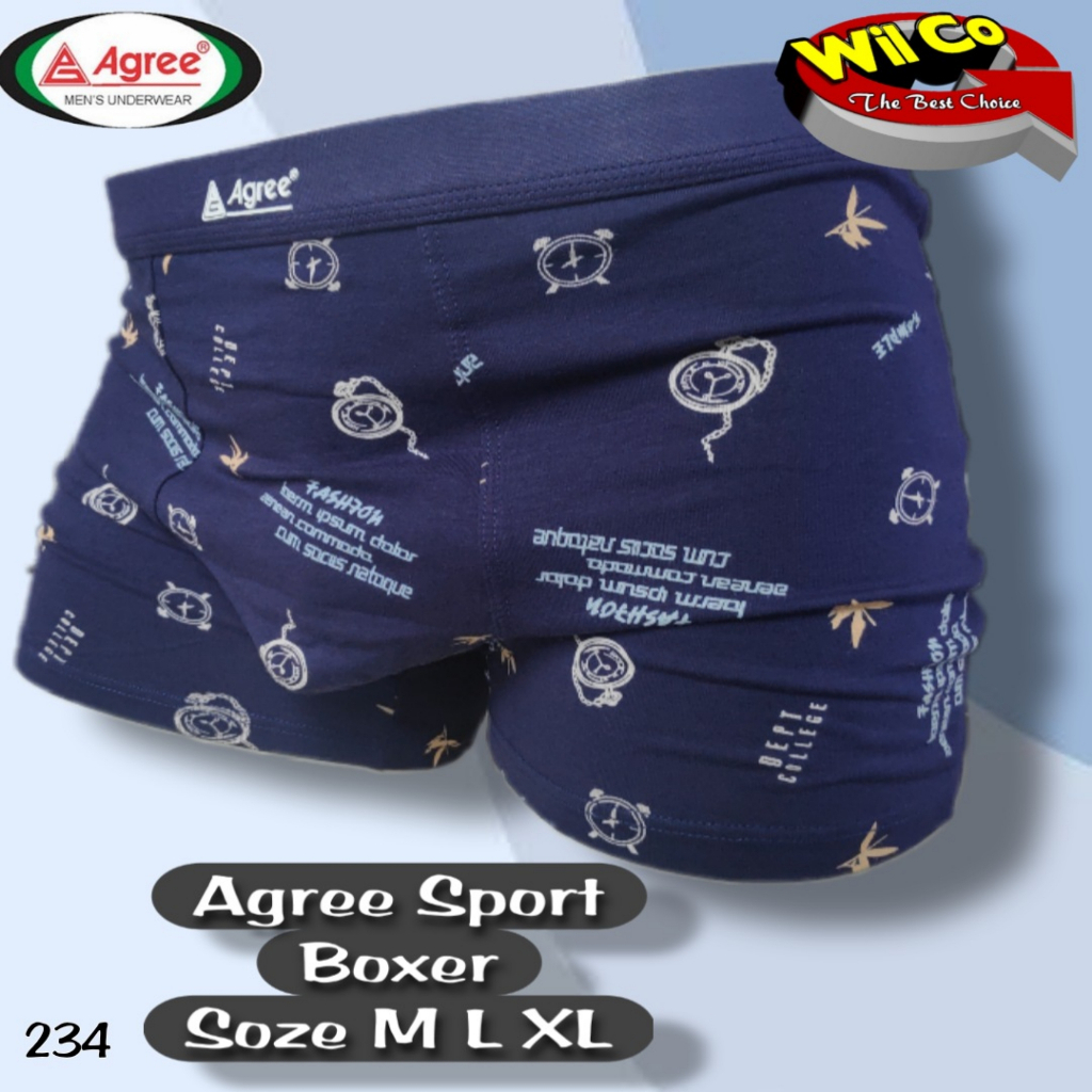 K234 - [Harga Per 1 Potong] CELANA DALAM [BOXER] PRIA AGREE SIZE M - XL