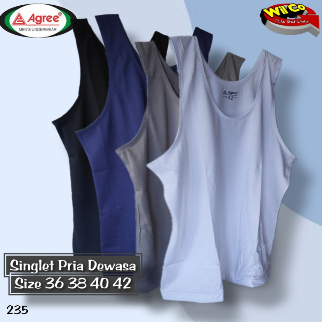 K235 - KAOS DALAM SINGLET PRIA DEWASA PAKAIAN DALAM PRIA AGREE SIZE 34 -42 HARGA PER 1 PCS