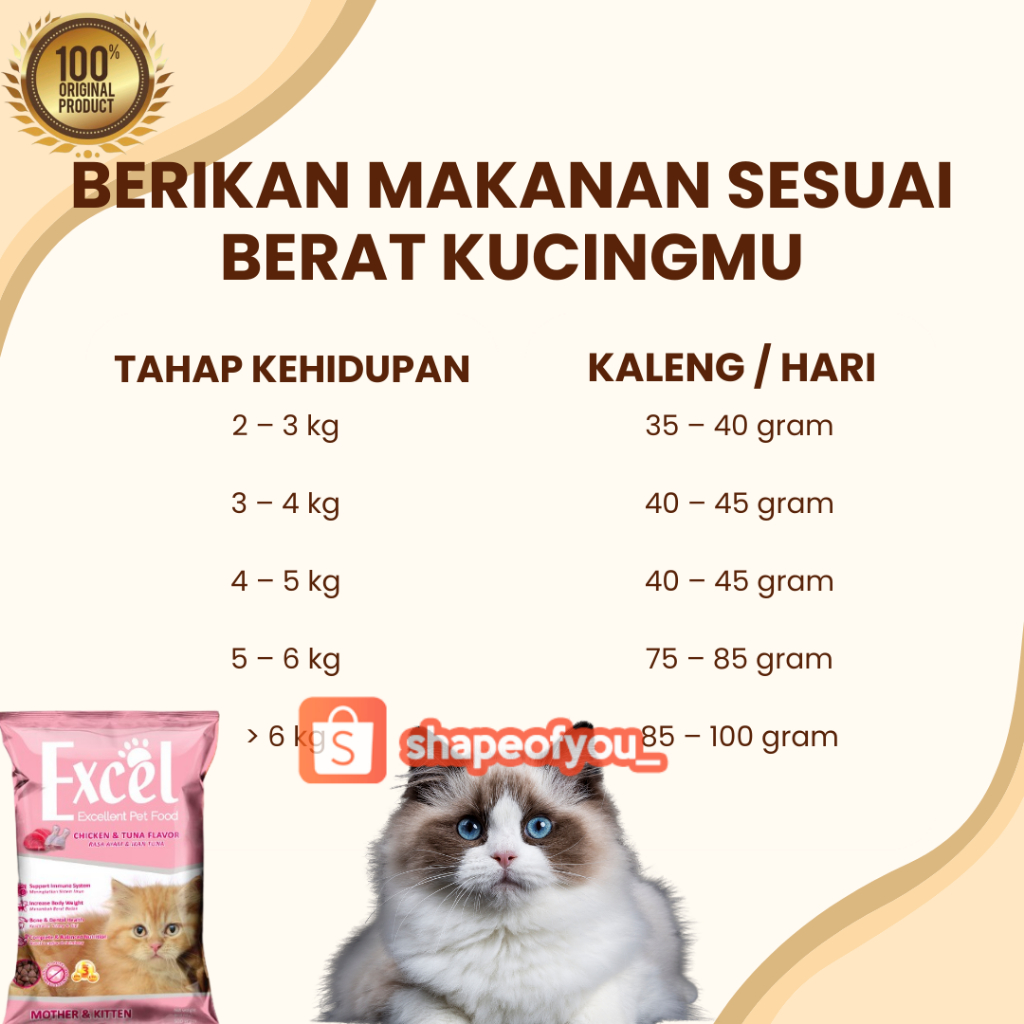 Excel Makanan Kucing Kering 500gr Kitten Adult Cat Dry Food Freshpack