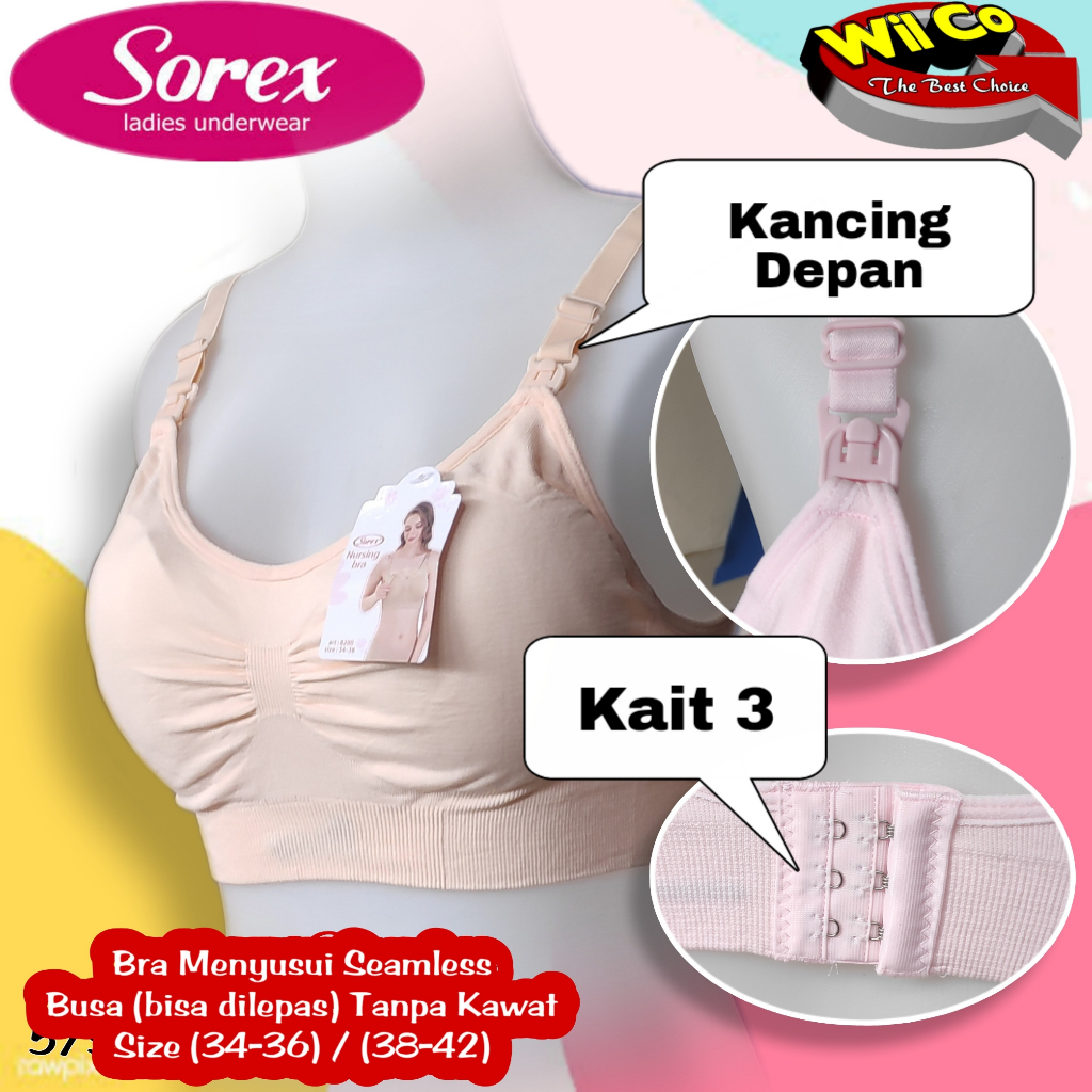 K575 - BRA/BH MENYUSUI PAKAIAN DALAM WANITA IBU HAMIL SOREX KANCING DEPAN 3 PENGAIT