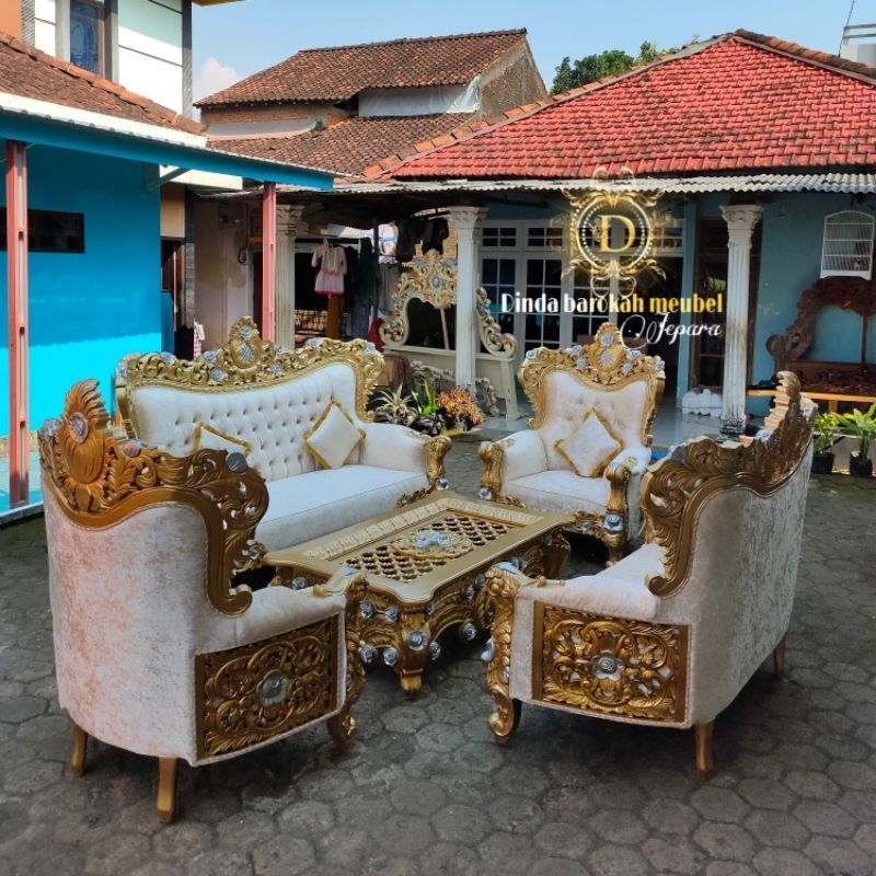 KURSI TAMU BELAGIO KOPER KAYU JATI UKIR JEPARA, KURSI SOFA TAMU SULTAN MEWAH BERKUALITAS