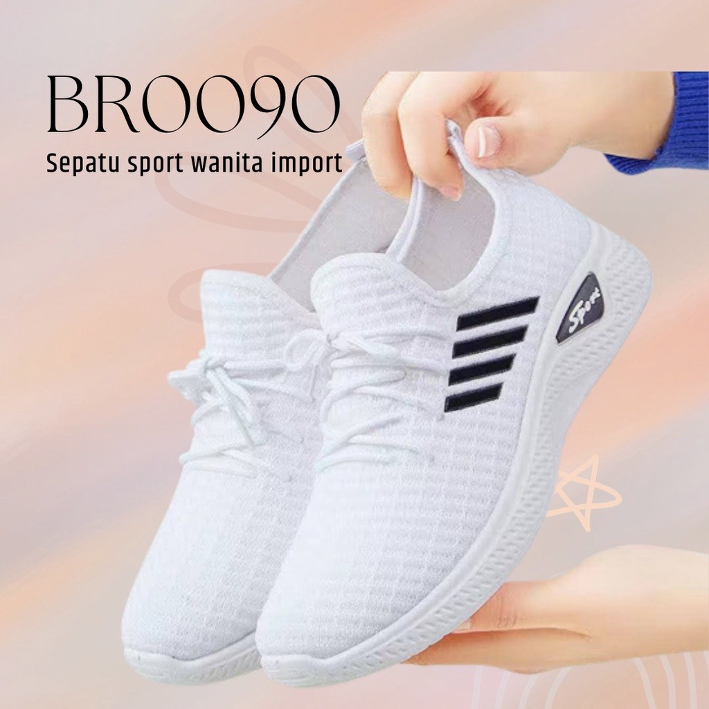 TOPGROSIR LV0090 Sepatu Sneakers Wanita Knit Kanvas Import Tanpa Tali / Slip On Sport Wanita Premium No Box