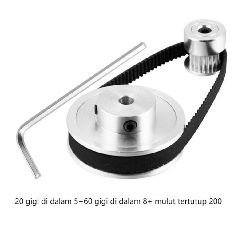 Close Loop 2GT Pulley Timing Belt 200mm Timing Belt Pulley 60 Gigi 20 Gigi Lebar 1:3 Reduction For 3D Printer