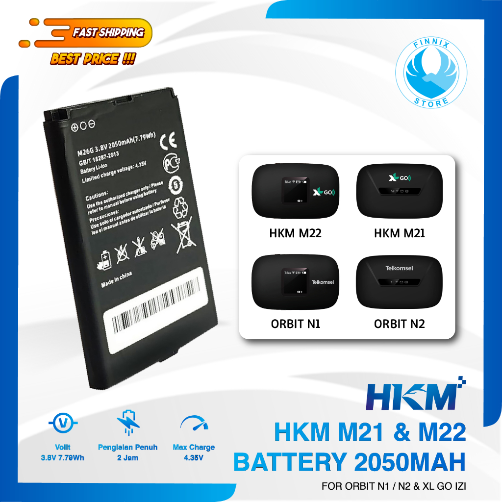 Battery 2050mAh Modem Mifi HKM M21 / M22 Orbit Mifi N1 / N2