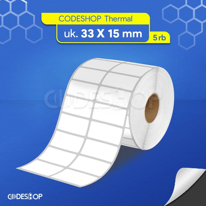 

Stiker Label Thermal 33x15mm 2 Line isi 5000 Pcs Core 1" Gap Perforasi