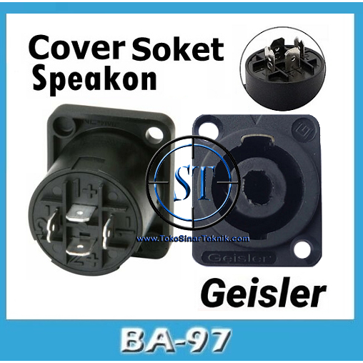 Socket Spikon Kecil GESILER Female Soket Box 4 Pin Speacon Terminal Speakon Kotak Segi Empat