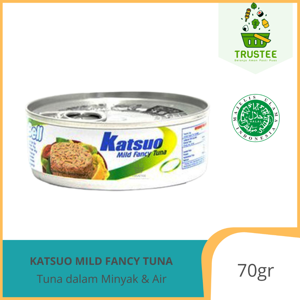 SunBell Tuna Katsuo Mild Fancy / Tuna Chunk in Oil Kaleng Halal 70gr