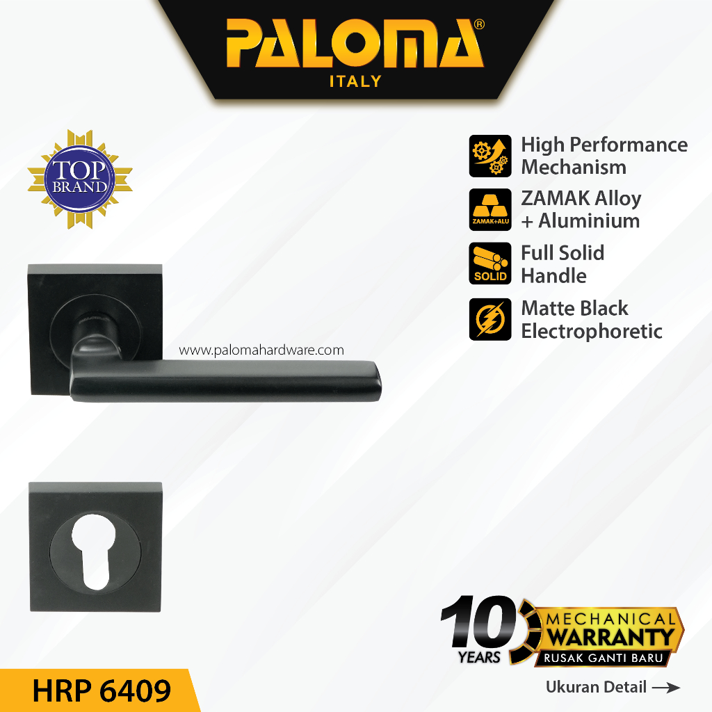 PALOMA HRP 6409 Handle Pintu Roses Gagang Door Lever Zamak Hitam Black