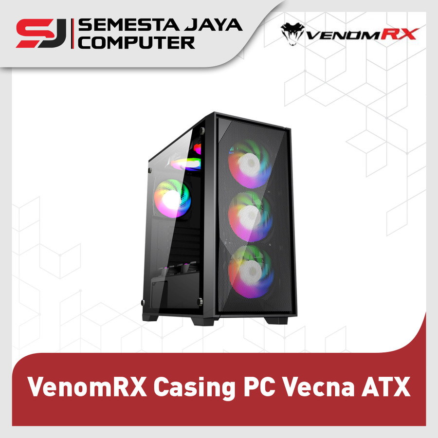 VenomRX Casing PC Vecna ATX Tempered Glass 3x120mm ARGB Fan
