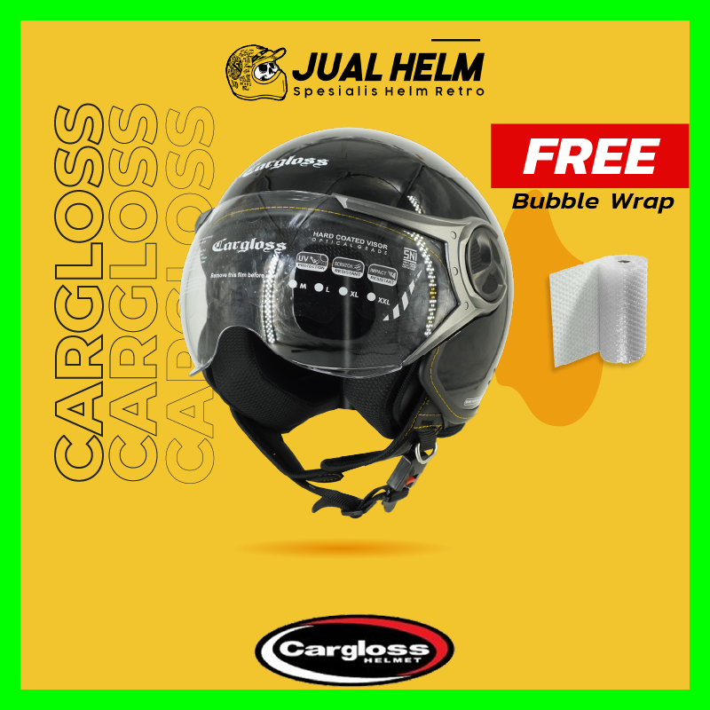 Helm Cargloss Anak YRJ Ghotic Deep Black Glossy | Helm Cargloss Retro Half Face | JUAL HELM