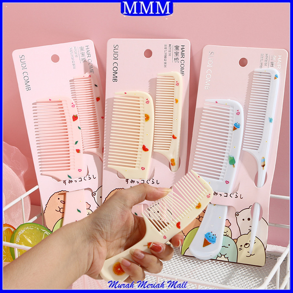 MMM Sisir Anak Set Isi 2pcs Karakter Kartun Lucu Sisir Runcing Sisir Gagang  2 Pcs Premium Warna Warni Sisir Rambut Premium Set Pria Dan Wanita Murah