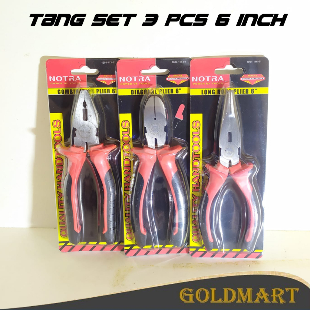 Tang Set 3 pcs Original Notra Tang Kombinasi, Potong, Lancip