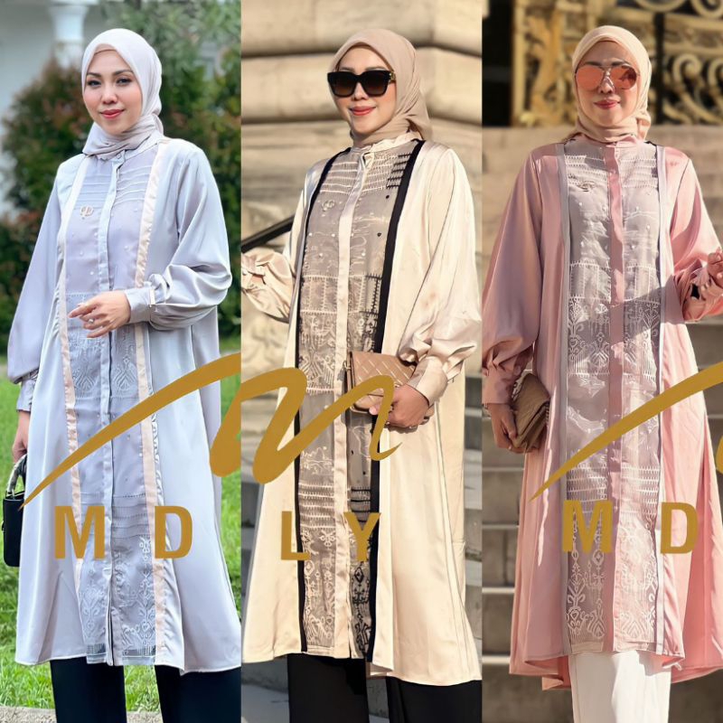 Size Jumbo Long Tunik Verra Lux Europian Silk Organza Bordir MDLY