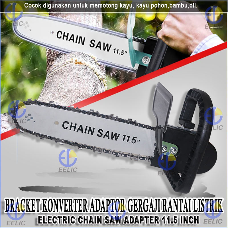 EELIC GET Penghubung Gergaji Kayu Electric ke mesin grinda chain saw gergaji ada pilihan rantai adapter 11.5INCH dan 16INCH adaptor mesin gerinda tangan