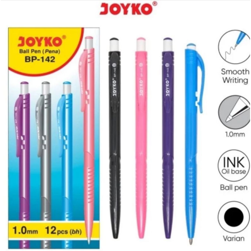 

Ball Pen Pulpen Pena Joyko BP-142 1.0 mm 1 Box 12 Pcs