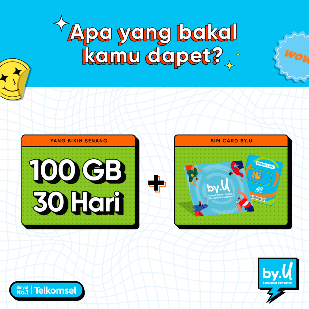 Kartu Perdana by.U Kuota 100 GB | 30 Hari