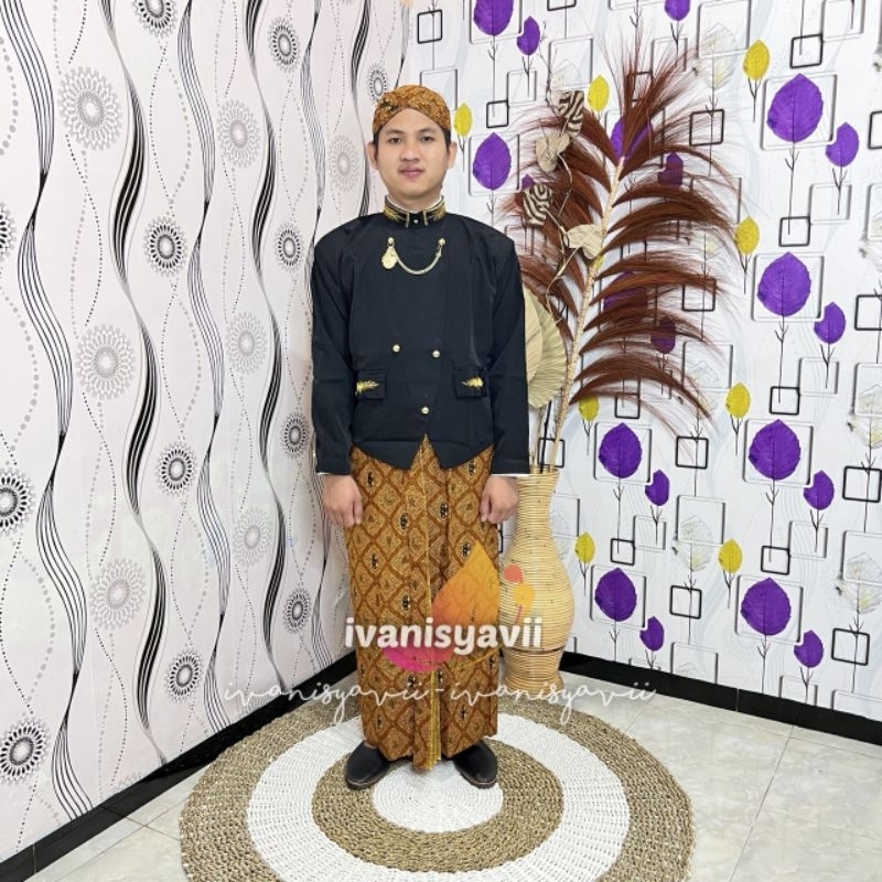 [1set] Baju Manggolo - Adat Jawa / Beskap, Jarik + Blangkon | Kode SBSmukti