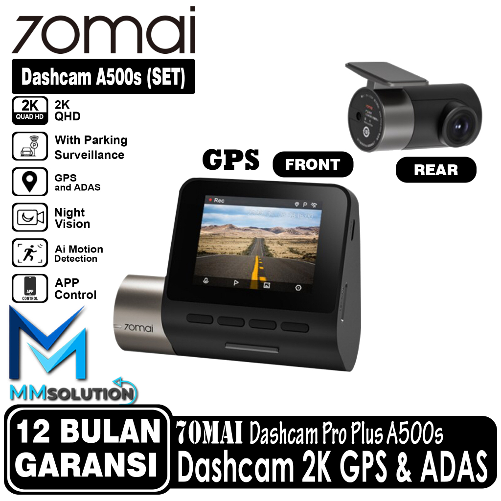 70mai Dash Cam Pro Plus A500s 1944P GPS ADAS Set (Front + Rear Camera)