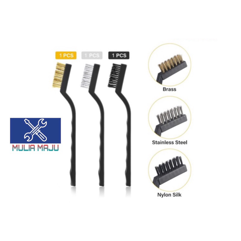 Wire brush Sikat Kawat Set 3pcs/ wire brush 3in1 kuningan baja nilon
