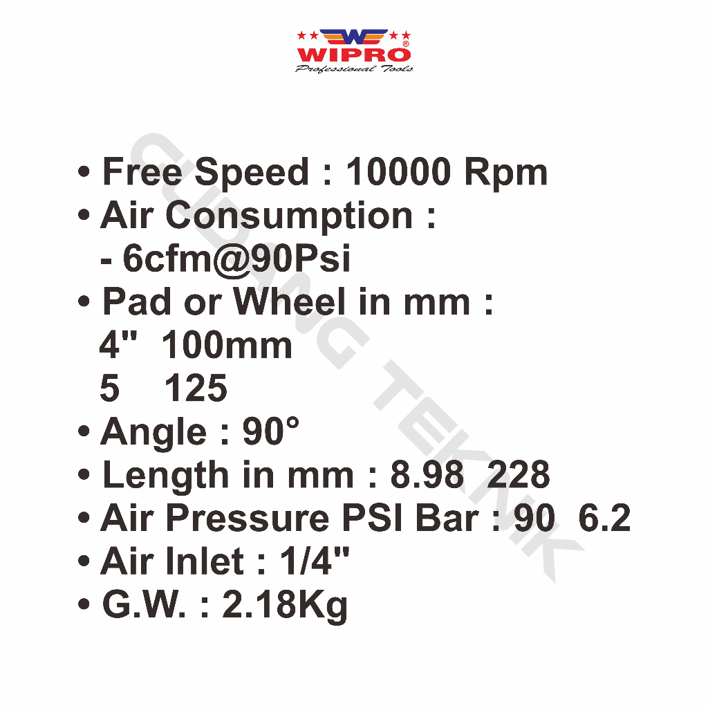 Air Angle Grinder 4&quot; WIPRO WP-7320 / TRIGGER Grinder 4inch WP7320 / Mesin Bor Tuner Gerinda WIPRO WP 7320