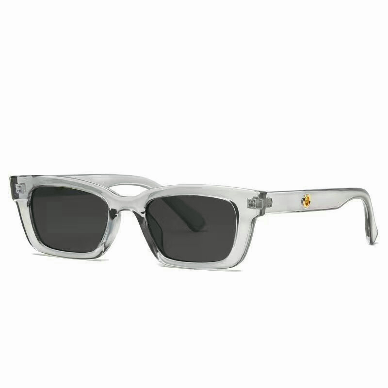 Kacamata Hitam Persegi Wanita/ Pria Gaya Retro Sempit Frame Murah Sunglasses Fashion Korea-Transparan kecil