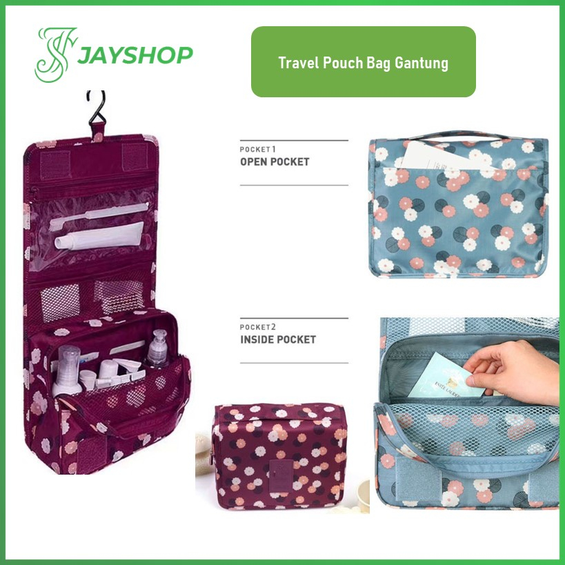 Tas Travel Gantung Tempat Penyimpanan Peralatan Make Up Kosmetik Bag Organizer Motif