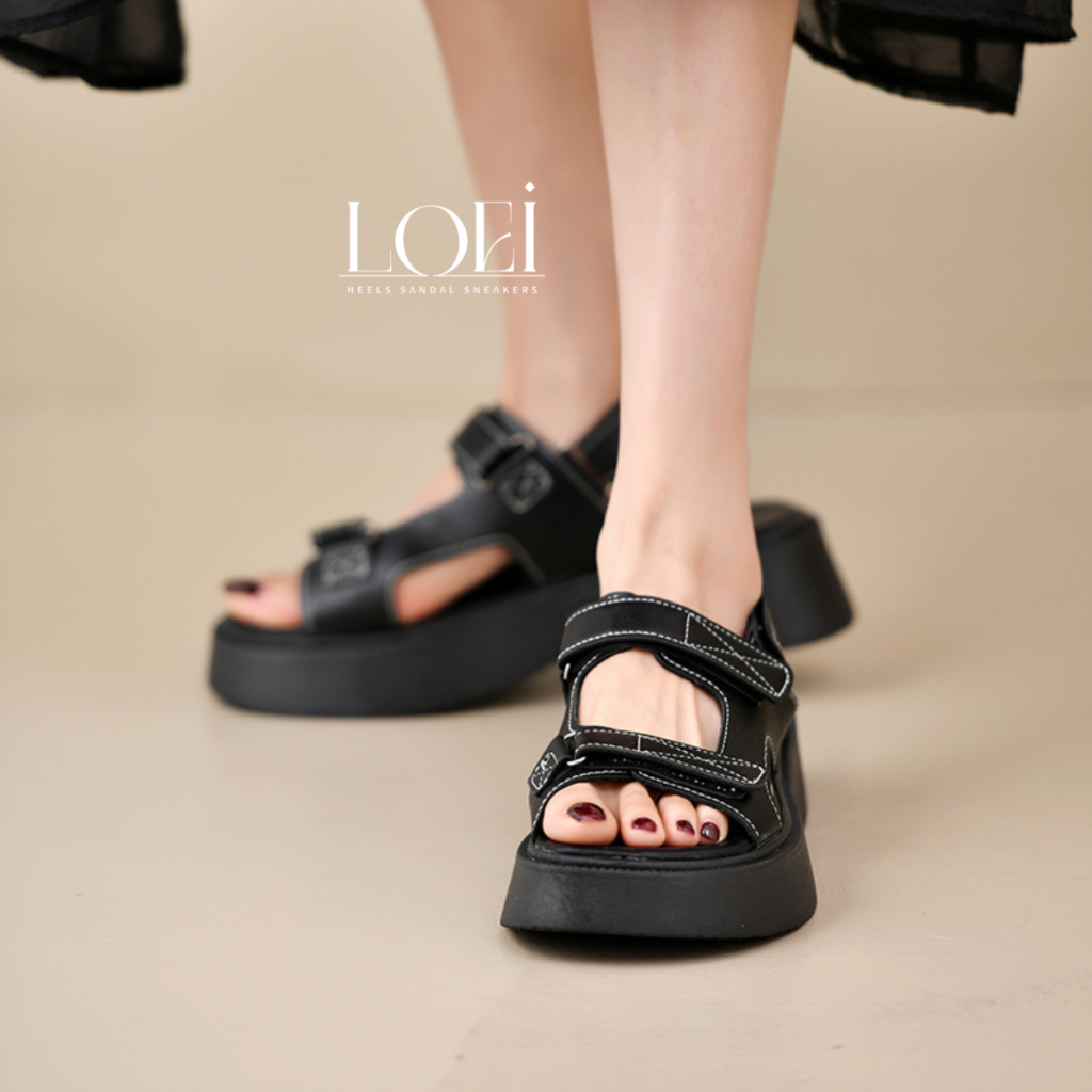 14430 Sandal Tali Wanita Import Sendal Gunung Wedges Tali