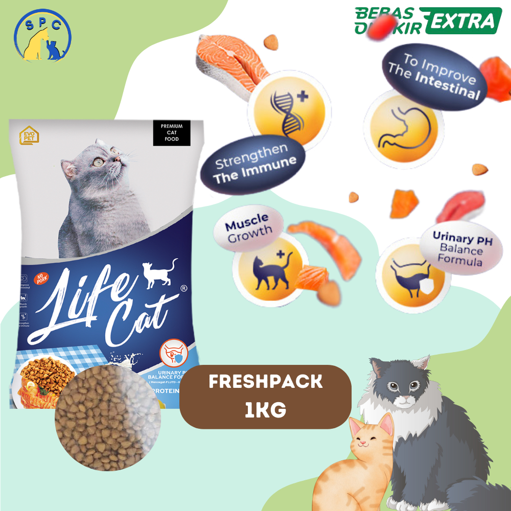 Life Cat Dry Cat Food Freshpack 1 KG Makanan Kucing Life Cat Premium Cat Food