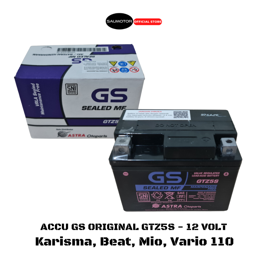 Saumotor Accu Gs Aki Kering Gs Gtz5S Aki Original Gs Astra Karisma Beat Soul Gt